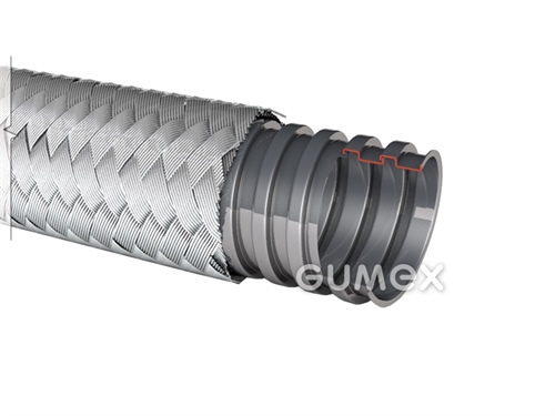 Kabelschutz SB, 21,4/26mm, IP40, verzinkter Stahl mit Metallumflechtung, -50°C/+300°C, grau, 